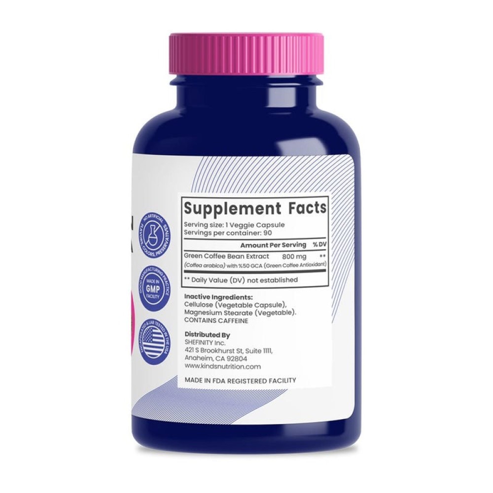 كبسولات بن القهوة الخضراء مع 50% مضادات أكسدة