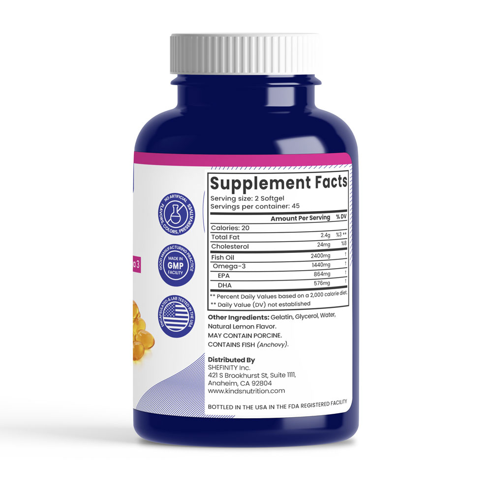 كبسولات زيت السمك الغنية بـ أوميجا 3 من شركة كايندز نيوتريشن كبسولات زيت السمك الغنية بـ أوميجا 3 من شركة كايندز نيوتريشن